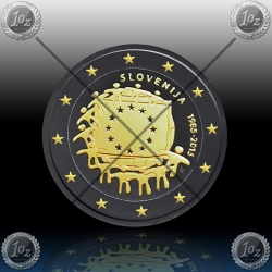 2 EVRO SLOVENIJA  2015  "EU ZASTAVA" Black Rhodium + 24k Gold